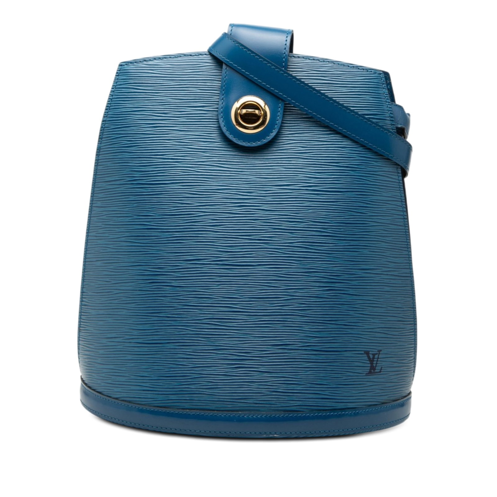 Louis Vuitton Epi Cluny Blue Leather Shoulder Bag: Louis Vuitton Epi Cluny Blue Leather Shoulder Bag Louis Vuitton Epi Cluny shoulder bag crafted in blue Epi leather with a flat leather strap, open top, and strap with turn-lock closure. The interior i