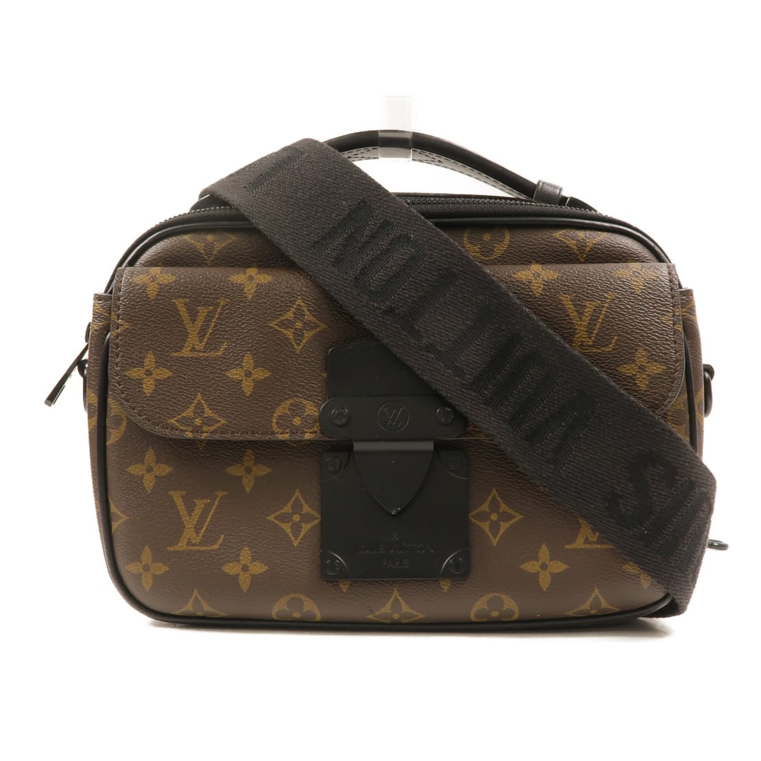 Louis Vuitton M45806 LV S Lock Messenger Monogram Macassar Bag: Louis Vuitton M45806 LV S Lock Messenger Monogram Macassar Bag Louis Vuitton LV S Lock Messenger 2-way shoulder bag in Monogram Macassar with brown and black PVC coated canvas. This women's bag featur