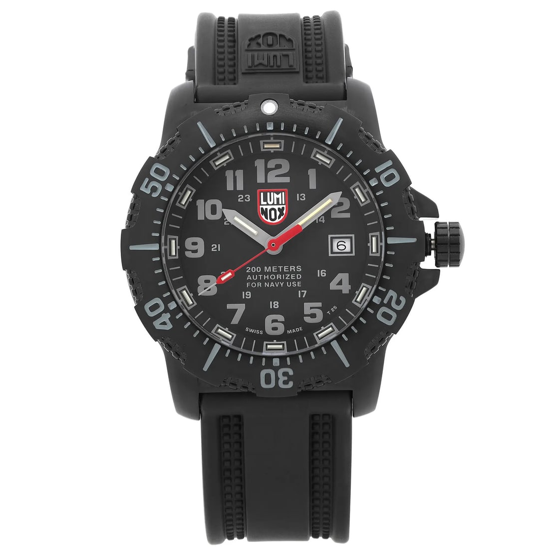 Luminox Navy Seal ANU mens 45mm quartz watch black dial steel case: Luminox Navy Seal ANU mens 45mm quartz watch black dial steel case Luminox Navy Seal ANU men's quartz wristwatch with a black analog dial and black rubber strap. This Swiss made watch features a unidi
