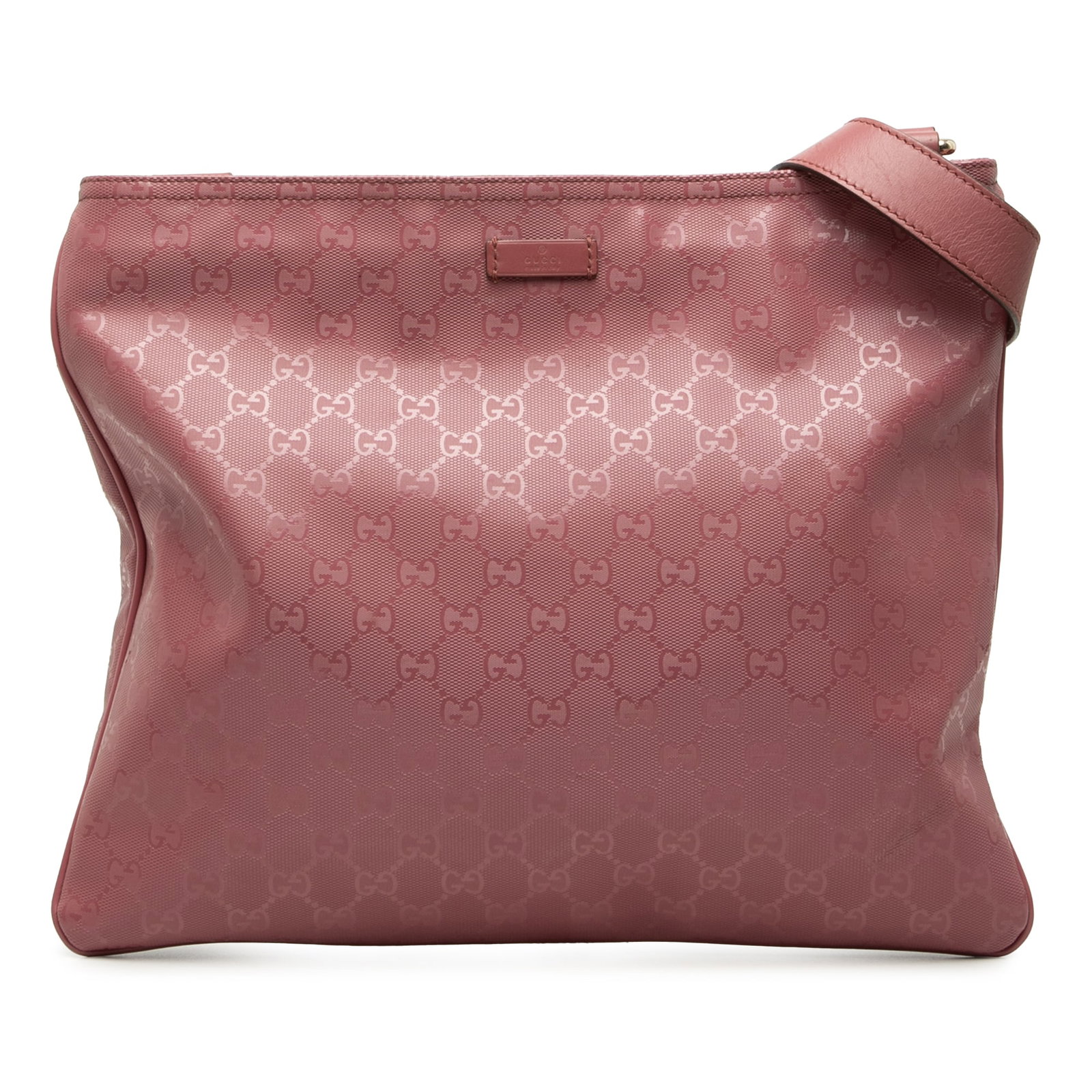 Gucci GG Imprime Pink Crossbody Bag Coated Canvas: Gucci GG Imprime Pink Crossbody Bag Coated Canvas Gucci GG Imprime crossbody bag in pink with a coated canvas body and adjustable flat leather strap. The bag features a top zip closure along with inte