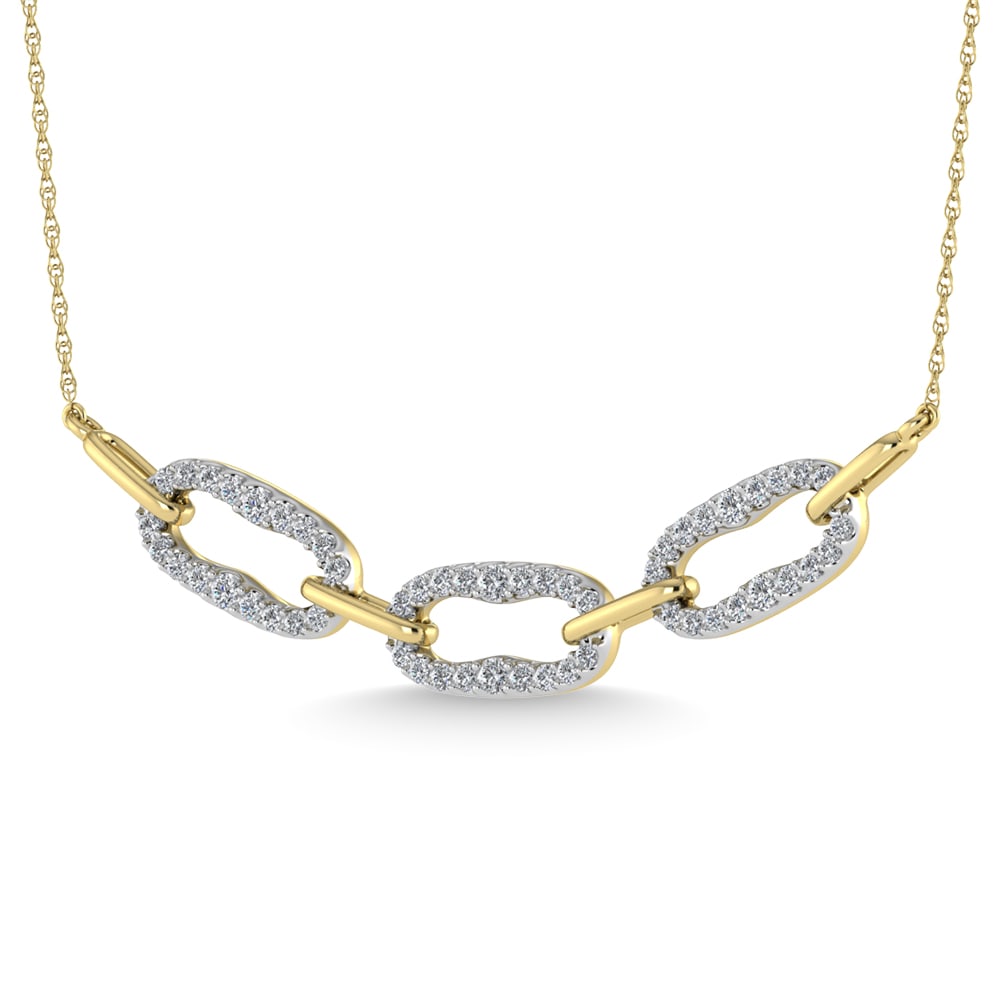 14K Two Tone Diamond 1/6 Ct.Tw. Fashion Necklace: 14K Two Tone Diamond 1/6 Ct.Tw. Fashion Necklace 14k Two Tone Stone Color: G-h Stone Clarity: I1 Unless otherwise specified, pendants that include a chain are paired with our standard 18-inch length.