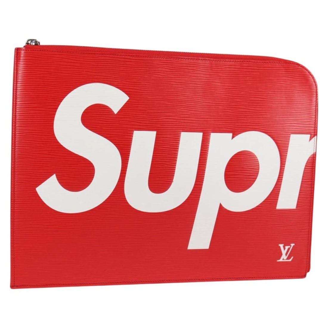Louis Vuitton Pochette Jour Red Leather Clutch Limited Edition: Louis Vuitton Pochette Jour Red Leather Clutch Limited Edition Limited Edition Louis Vuitton Pochette Jour in red Epi leather. This zip pouch is made in France and shows very good overall condition,