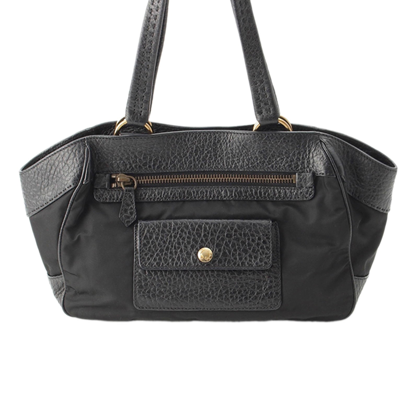 Prada Berlino Tessuto Shoulder Bag with Leather Trim Black: Prada Berlino Tessuto Shoulder Bag with Leather Trim Black Prada Berlino Trimmed Tessuto shoulder bag in black with a nylon body and leather trim. The design features flat leather straps, an open top 