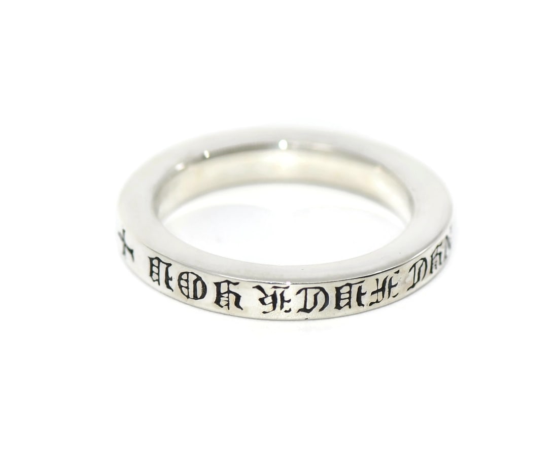Chrome Hearts Forever 925 Sterling Silver Band Ring 8.5: Chrome Hearts Forever 925 Sterling Silver Band Ring 8.5 Chrome Hearts Forever ring crafted in sterling silver with a clean, stone-free design. This pre-owned ring is a size 8.5 and offers the distinct