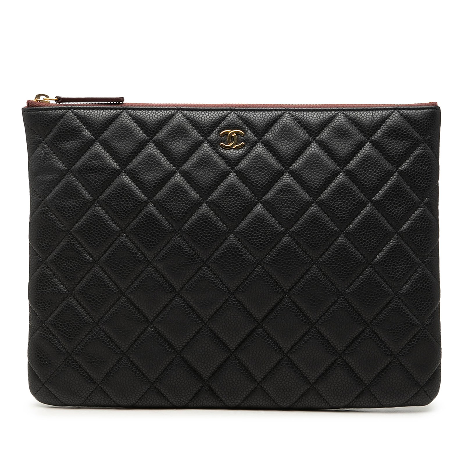 Chanel O Case Medium Clutch in Black Quilted Caviar Leather (1 of 6)