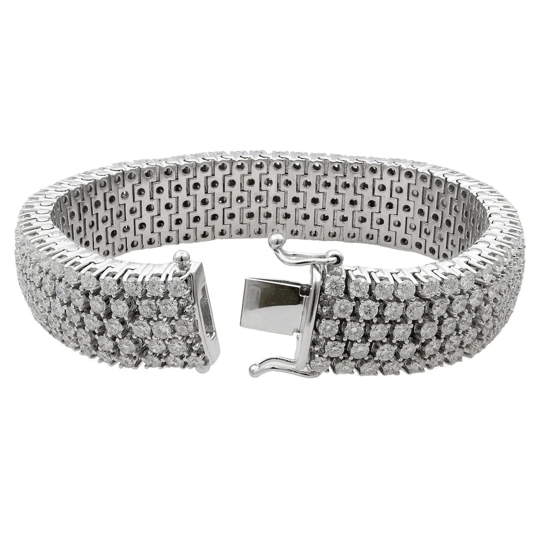 Rachel Koen 14K White Gold 5 Row Diamond Tennis Bracelet 27.80cttw: Rachel Koen 14K White Gold 5 Row Diamond Tennis Bracelet 27.80cttw This stunning tennis bracelet by Rachel Koen is crafted from 14K white gold and features an impressive total carat weight of approxim
