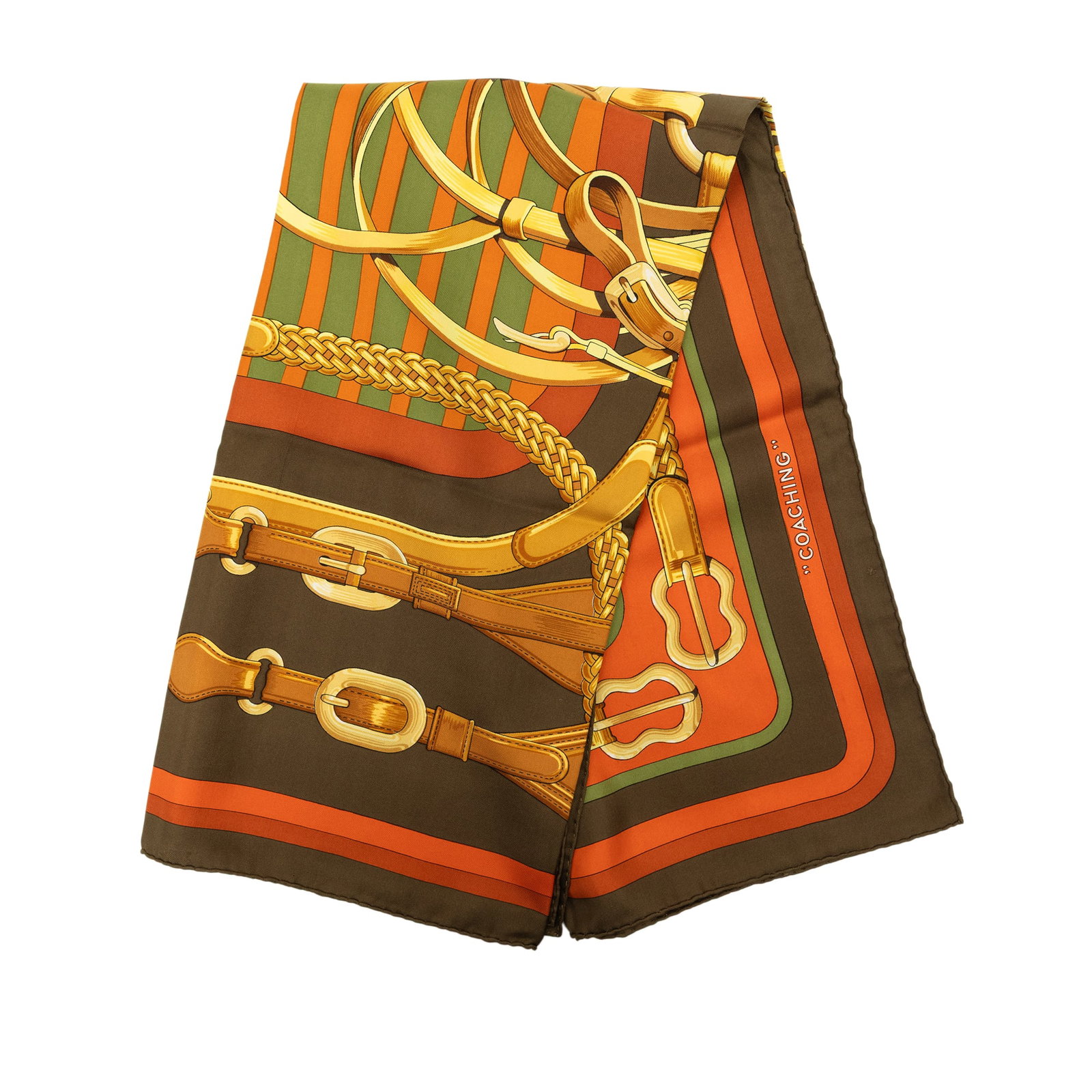 Hermes Coaching 90 Silk Scarf Brown France (1 of 6)