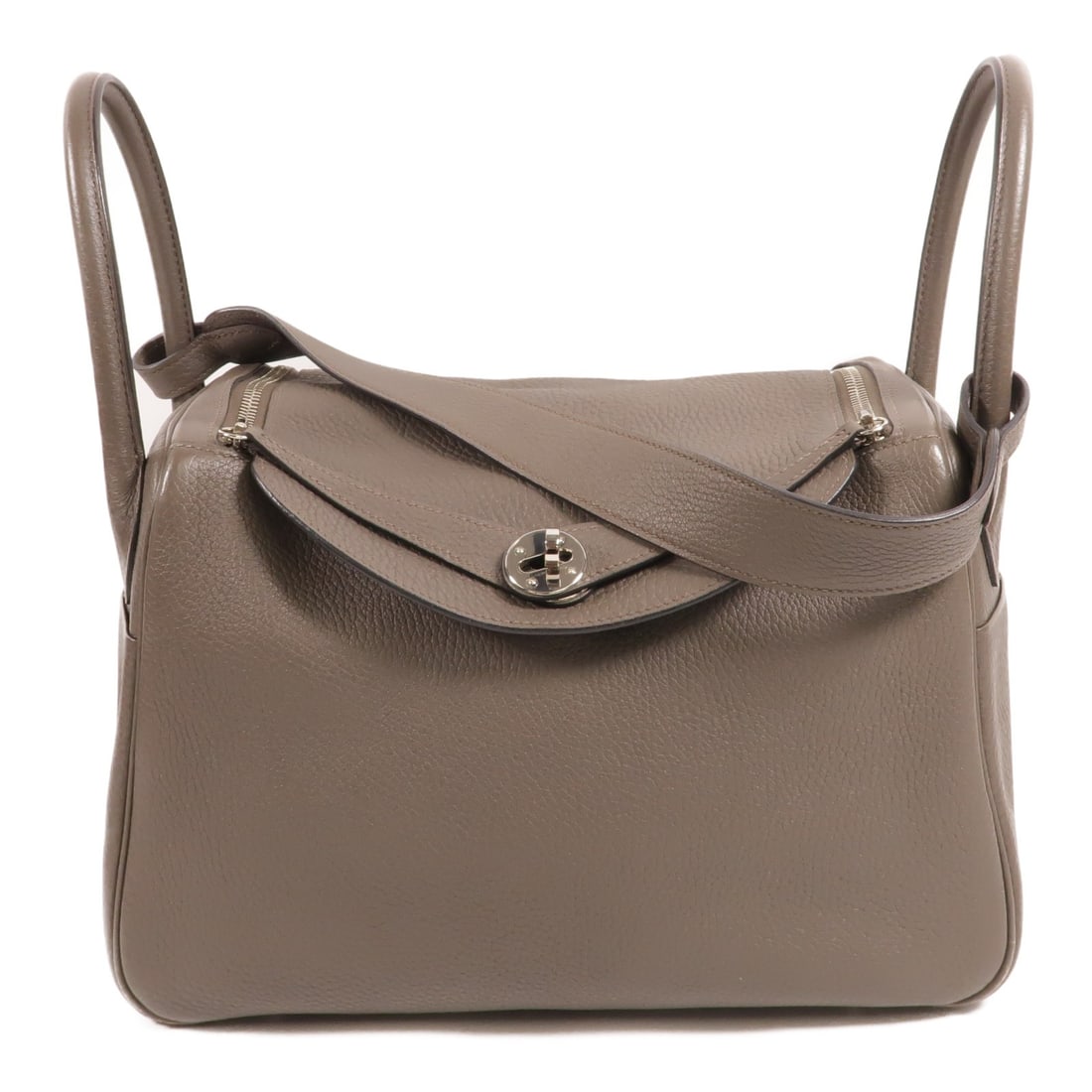 Hermes Lindy 30 Shoulder Bag Etain Clemence Leather PHW: Hermes Lindy 30 Shoulder Bag Etain Clemence Leather PHW Hermes Lindy 30 shoulder bag in Etain Clemence leather with palladium-tone hardware. Made in France, this women's bag features a soft structured