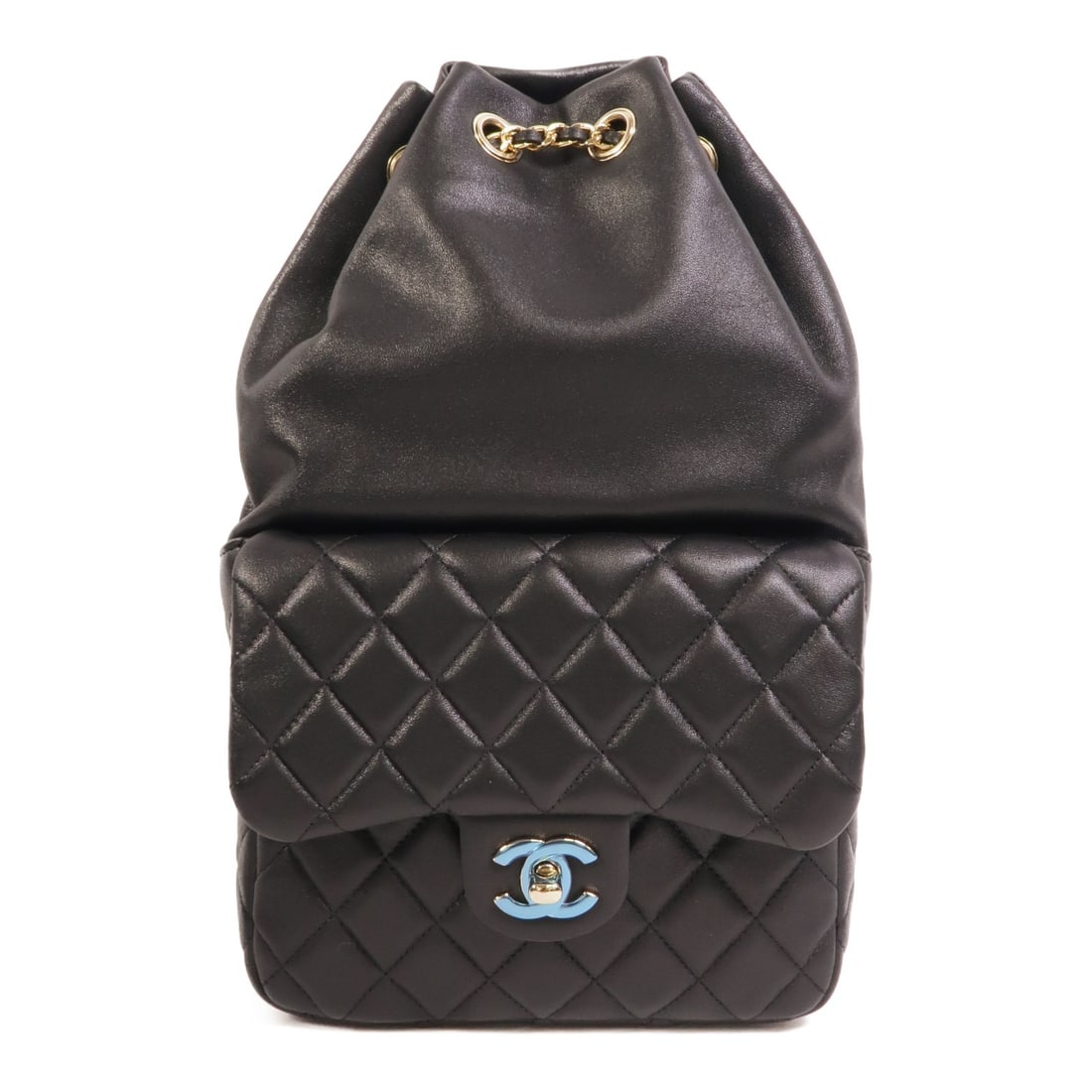 CHANEL Seoul Small Lambskin Backpack Black CC GHW: CHANEL Seoul Small Lambskin Backpack Black CC GHW A Chanel Small Seoul backpack in black lambskin leather with gold-tone hardware. The bag features a CC detail, multiple pockets, and comes with the li