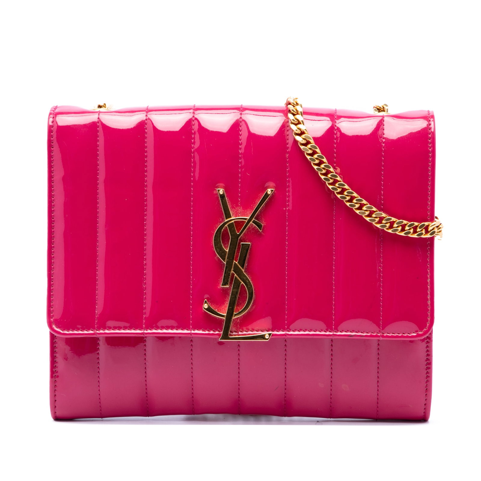 Saint Laurent Vicky Medium Patent Leather Crossbody Bag Pink (1 of 6)