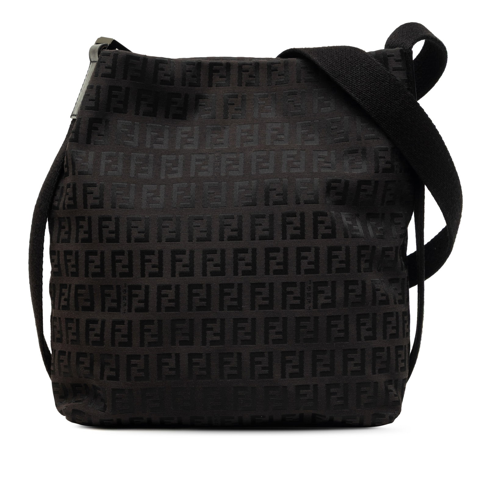 Fendi Zucchino Brown Canvas Crossbody Bag with Leather Trim: Fendi Zucchino Brown Canvas Crossbody Bag with Leather Trim Fendi Zucchino canvas crossbody bag in brown with leather trim and an adjustable flat canvas shoulder strap. The bag features an open top wi