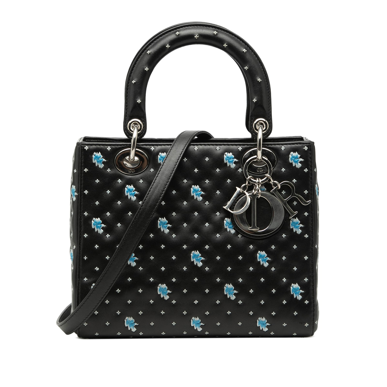 Dior Lady Medium Embroidered Flower Leather Satchel (1 of 8)