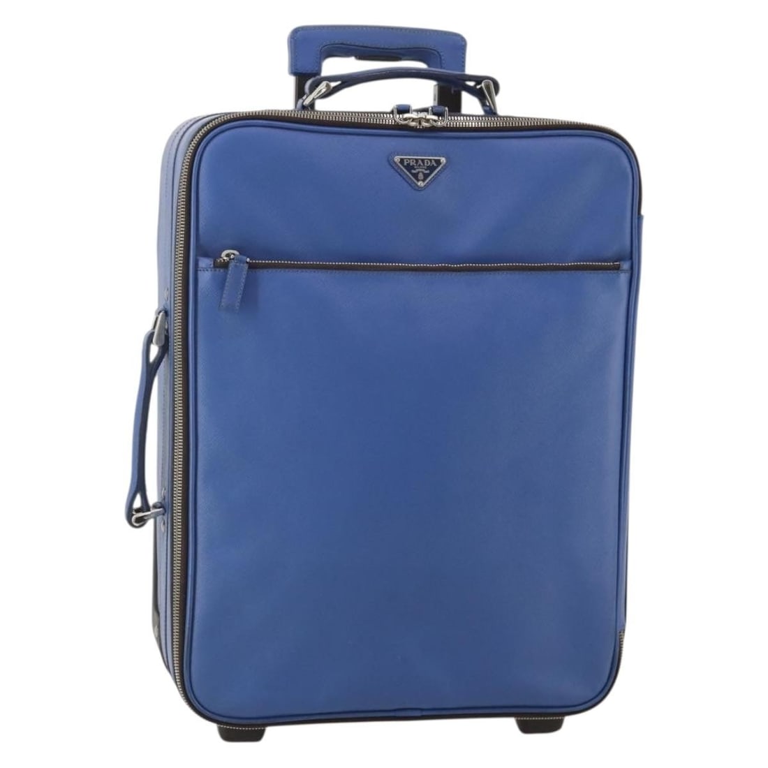 PRADA Saffiano Leather Suitcase Blue Silver 195345A (1 of 18)