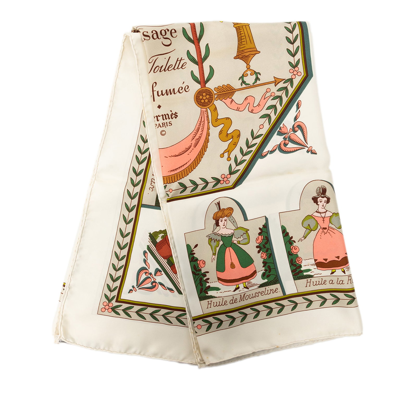 Hermes Huile Rafraichissante Silk Scarf 90 White France (1 of 7)