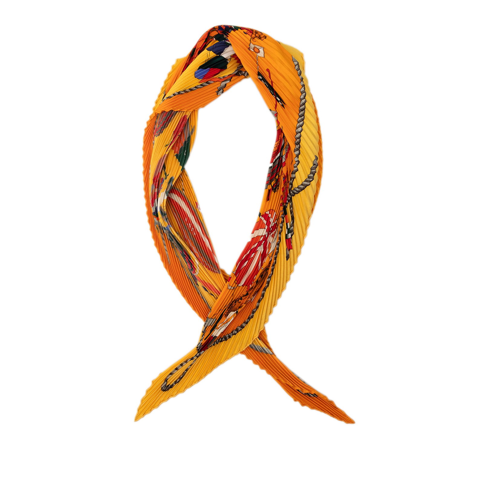 Hermes Les Folies du Ciel 140 Plisse Silk Scarf (1 of 8)
