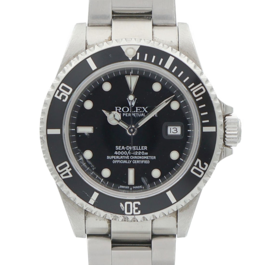 ROLEX 16600 Sea-Dweller mens automatic stainless steel wristwatch: ROLEX 16600 Sea-Dweller mens automatic stainless steel wristwatch Rolex Sea-Dweller 16600 automatic wristwatch with a stainless steel case and bracelet, black dial, and black bezel. Designed for men, 