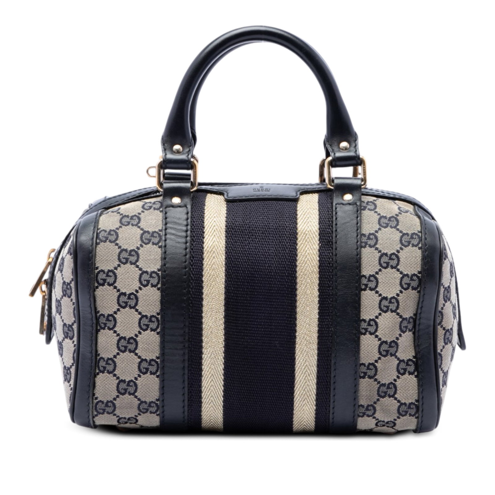 Gucci Joy Boston Satchel Small GG Canvas Beige Leather Trim: Gucci Joy Boston Satchel Small GG Canvas Beige Leather Trim A Gucci Small GG Canvas Web Joy Boston Bag with a beige canvas body, leather trim, and web detailing. This satchel is designed with rolled l