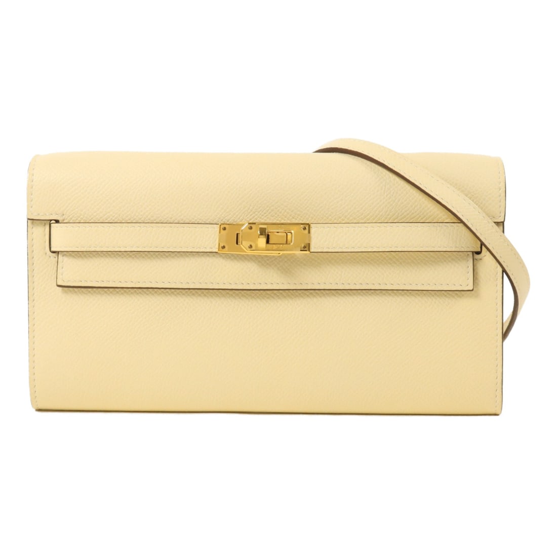 Hermes Kelly To Go Epsom Calfskin Shoulder Bag Nata Jaune Poussin: Hermes Kelly To Go Epsom Calfskin Shoulder Bag Nata Jaune Poussin HERMES Kelly To Go shoulder bag in Veau Epsom leather and calfskin, presented in Nata/Jaune Poussin. This women's regular-size shoulde