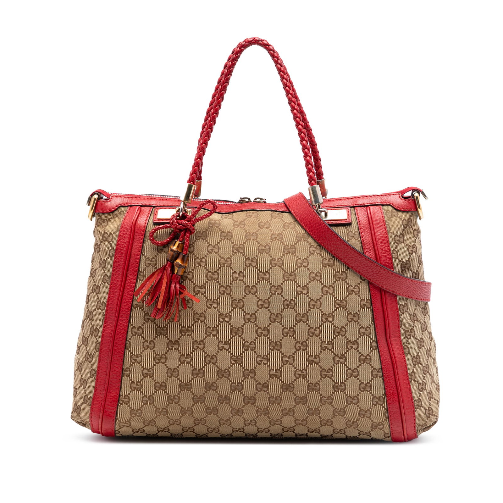 Gucci Bella Convertible Tote Beige GG Canvas with Leather Trim (1 of 6)