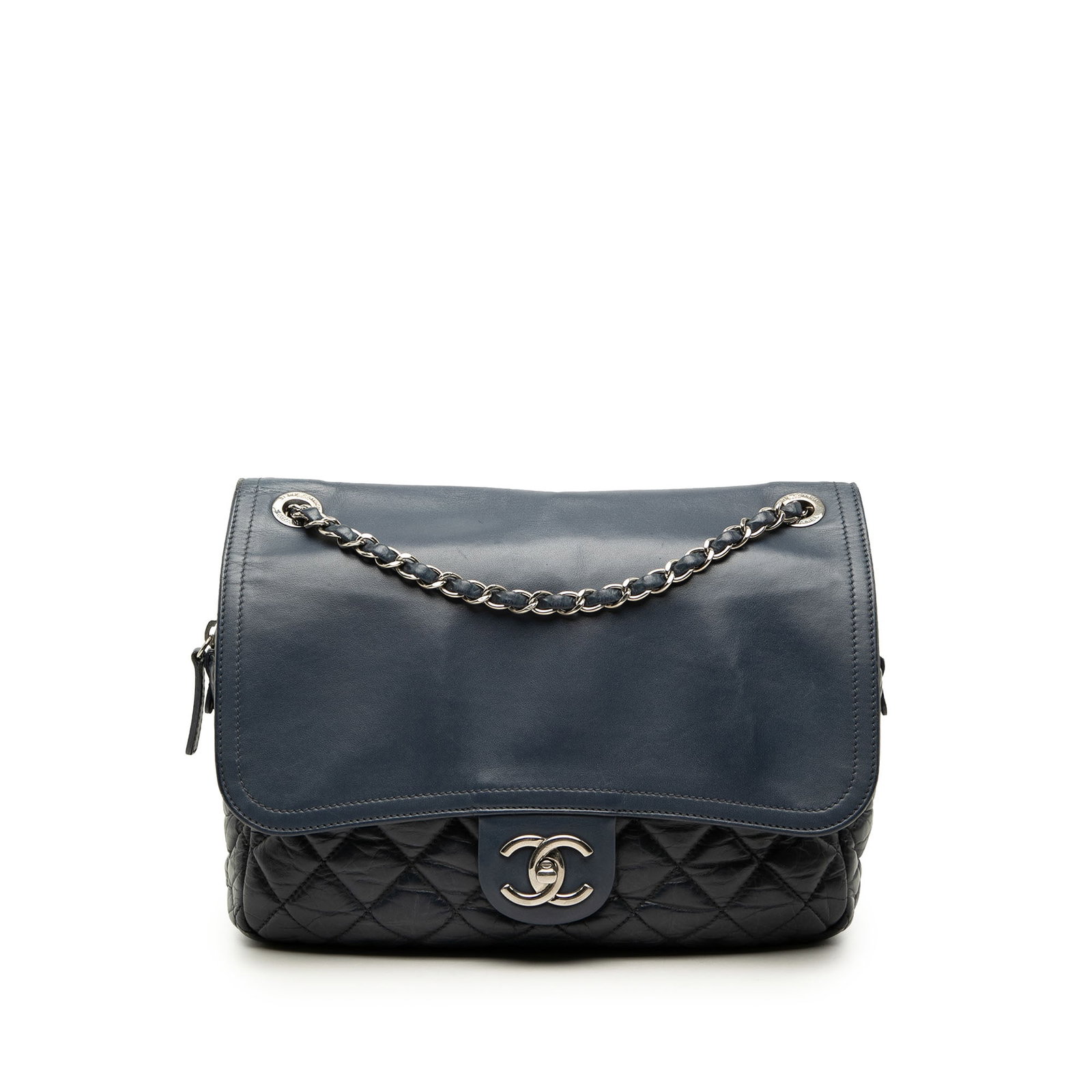 Chanel Easy Zip Flap Quilted Calfskin Shoulder Bag Blue: Chanel Easy Zip Flap Quilted Calfskin Shoulder Bag Blue A Chanel Easy Zip Flap shoulder bag crafted in blue quilted calfskin. This design features leather-woven chain straps, a front flap with CC turn