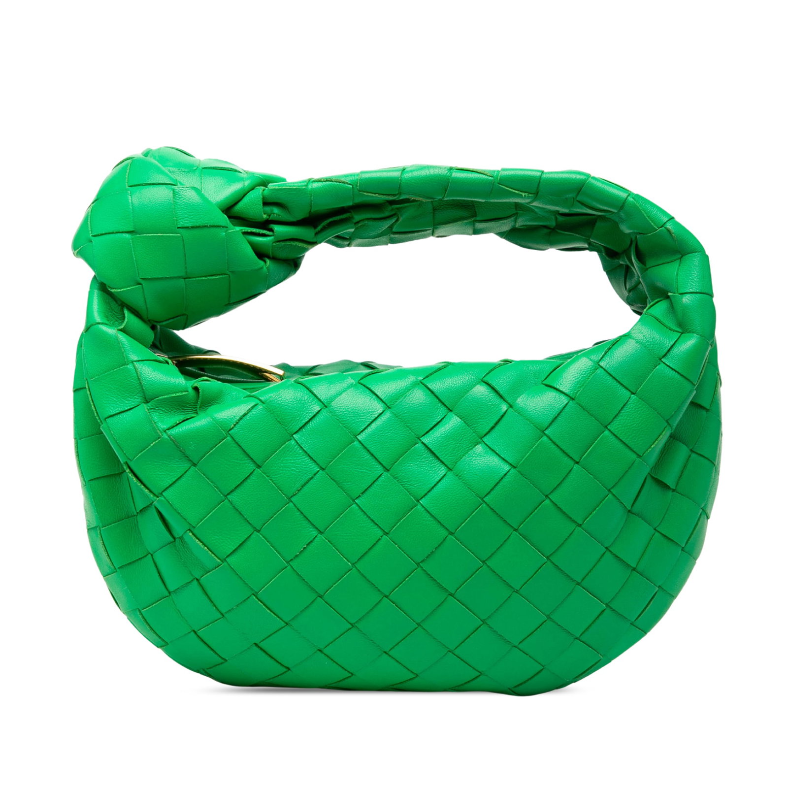 Green Leather Shoulder Bag Bottega Veneta Mini Jodie Intrecciato: Green Leather Shoulder Bag Bottega Veneta Mini Jodie Intrecciato Mini Nappa Intrecciato Jodie shoulder bag in green woven leather with a woven and knotted shoulder strap and top zip closure. Made in I