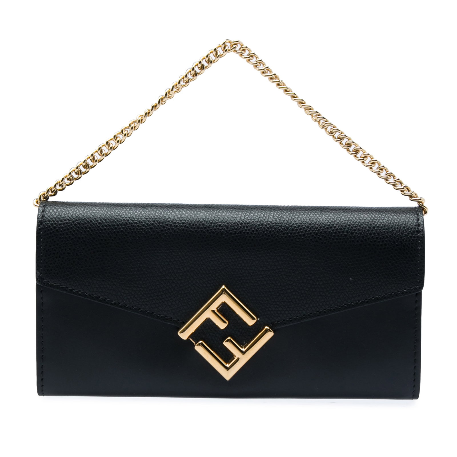 Fendi FF Diamonds Continental Wallet on Chain Black Leather (1 of 5)