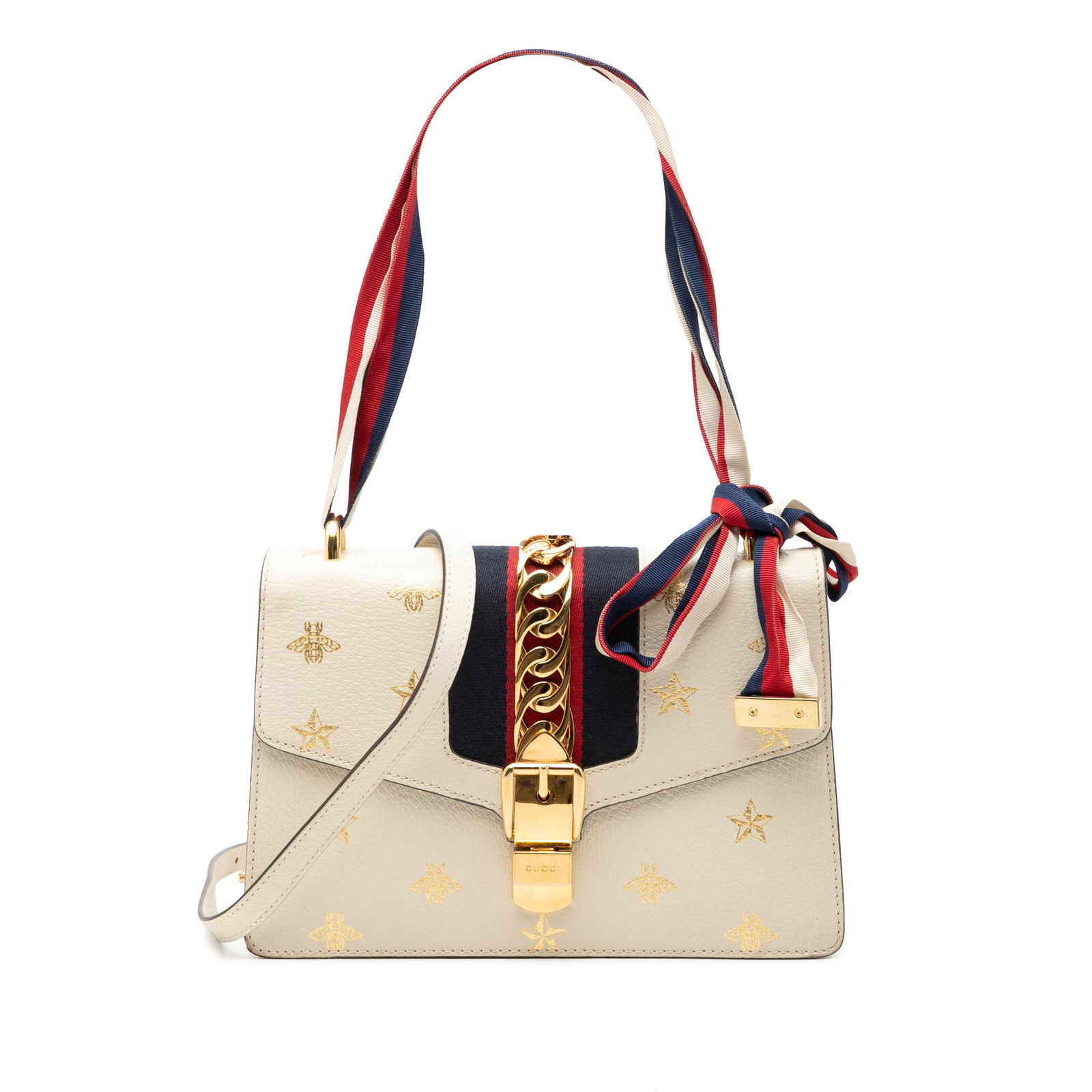 Gucci Sylvie Small Leather Satchel with Bee Star Web (1 of 7)