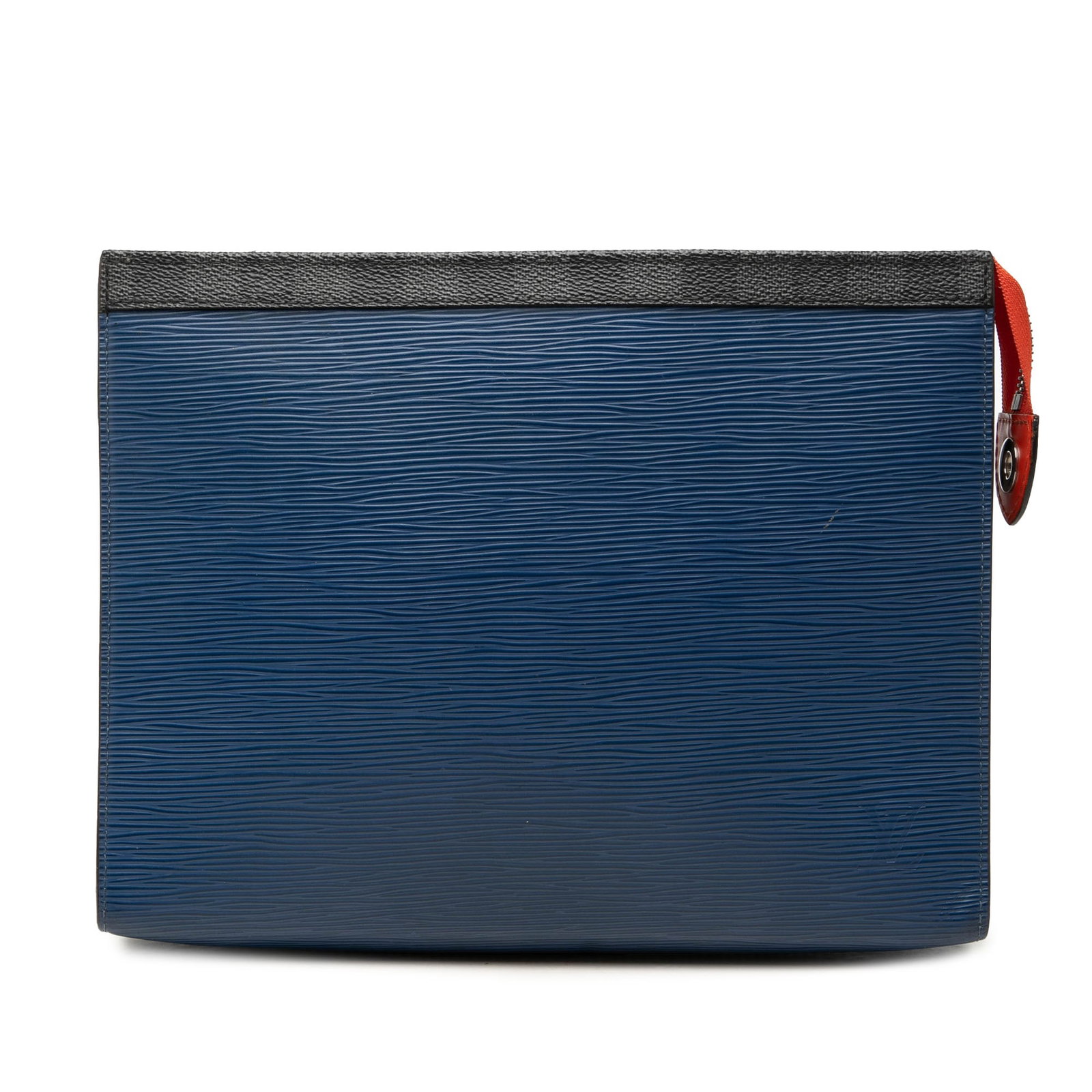 Louis Vuitton Pochette Voyage MM Epi Leather Damier Graphite Clutch: Louis Vuitton Pochette Voyage MM Epi Leather Damier Graphite Clutch Louis Vuitton Pochette Voyage MM clutch bag crafted with an epi leather body and Damier Graphite canvas trim. It features a top zip 