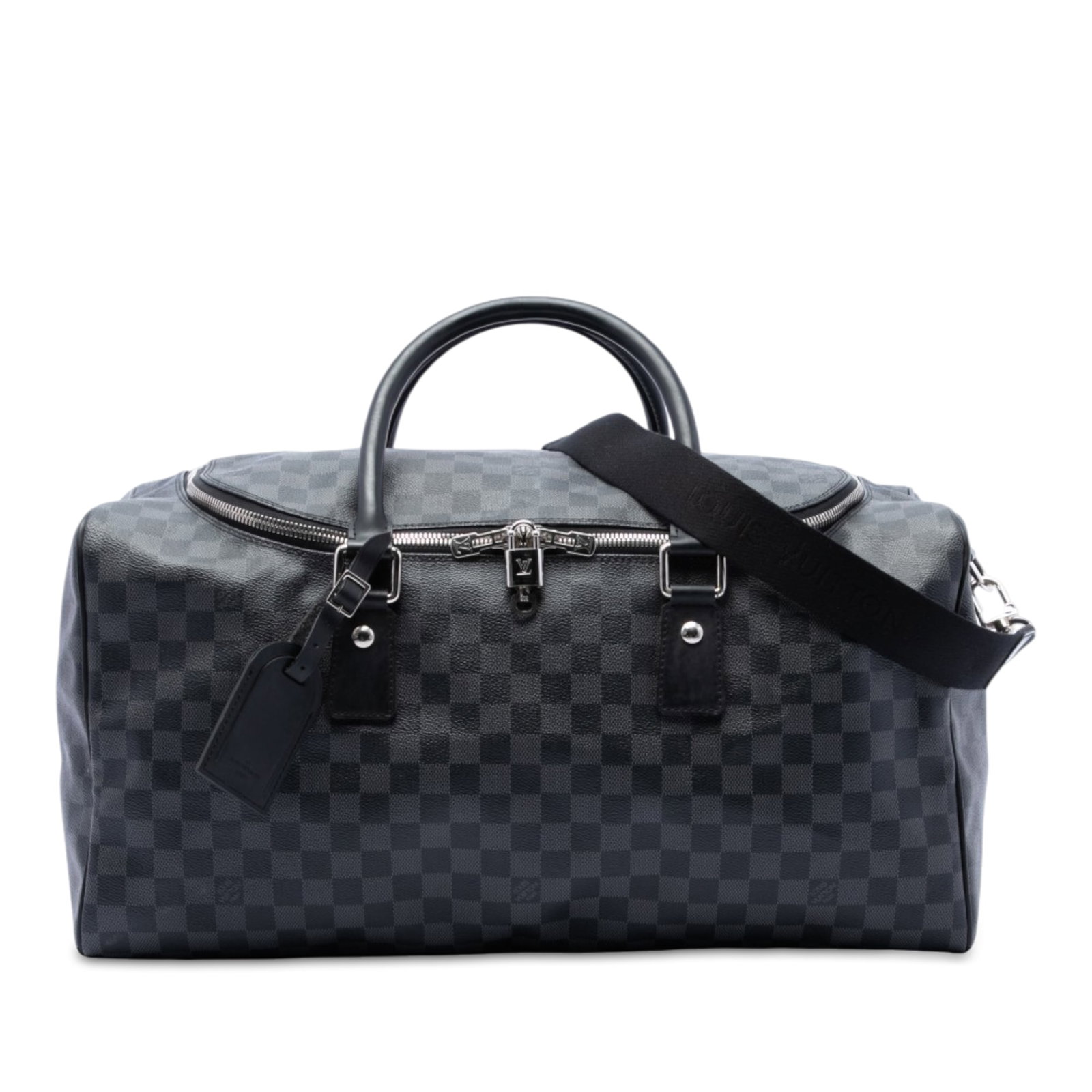 Louis Vuitton Roadster 50 Damier Graphite travel bag: Louis Vuitton Roadster 50 Damier Graphite travel bag Louis Vuitton Damier Graphite Roadster 50 travel bag crafted with a damier canvas body, top leather handles, a detachable flat strap, a zip-around 