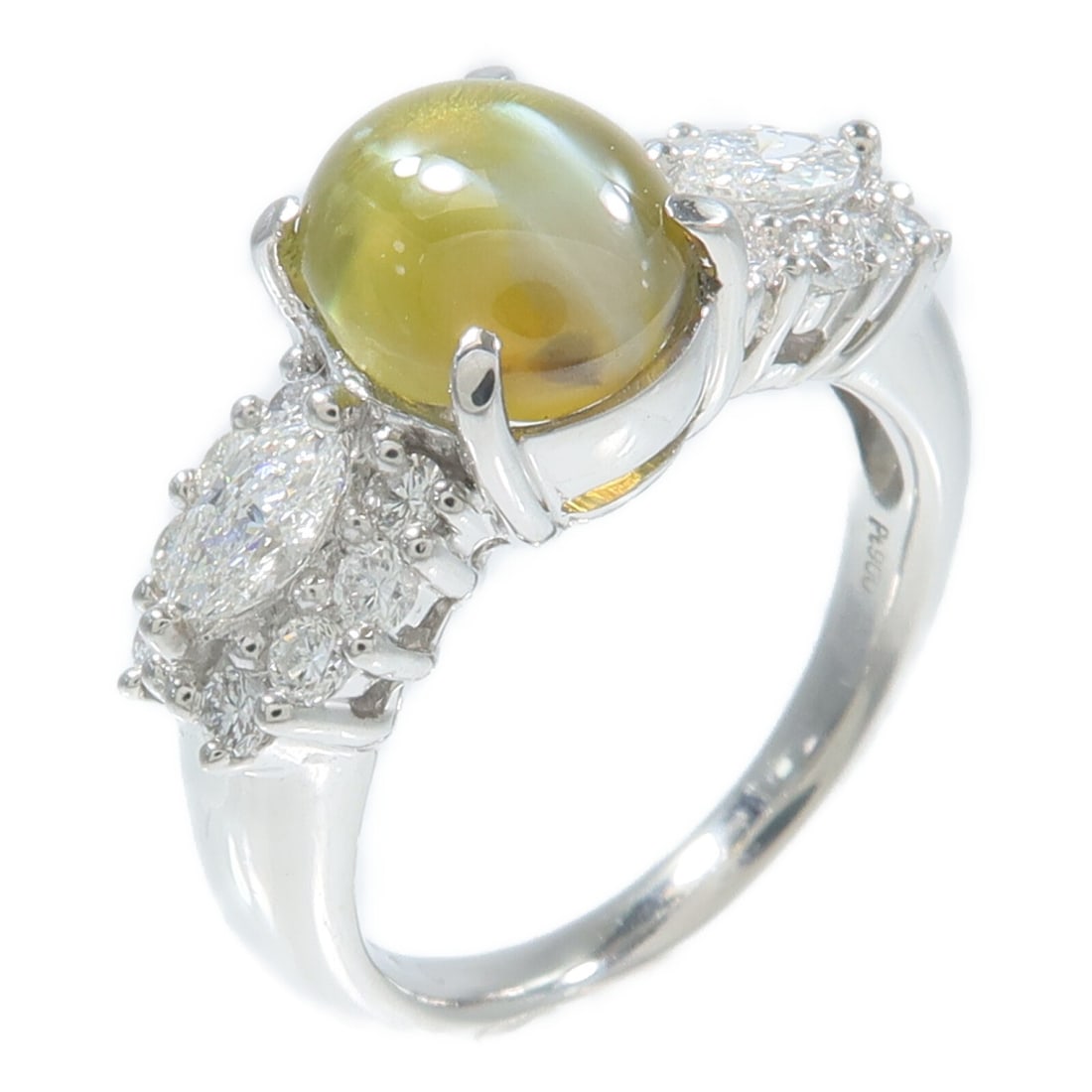 Pt900 Platinum Cat's Eye Diamond Ring US 6 (1 of 9)