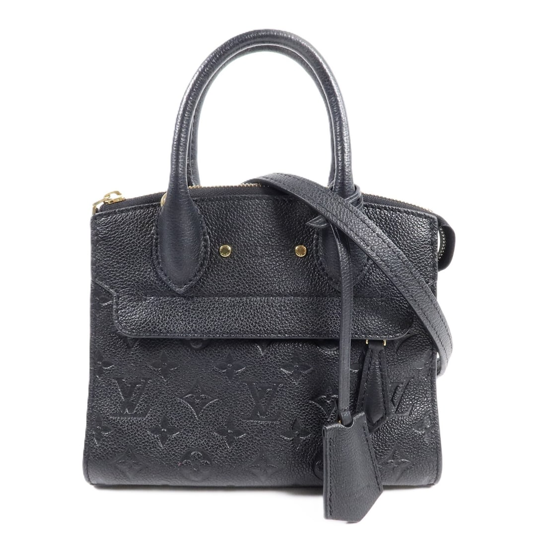 Louis Vuitton Pont Neuf Mini 2way Shoulder Bag M41743 Black Empreinte: Louis Vuitton Pont Neuf Mini 2way Shoulder Bag M41743 Black Empreinte Louis Vuitton Pont Neuf Mini 2-way shoulder bag in black Monogram Empreinte calfskin. This women's bag features a structured silho