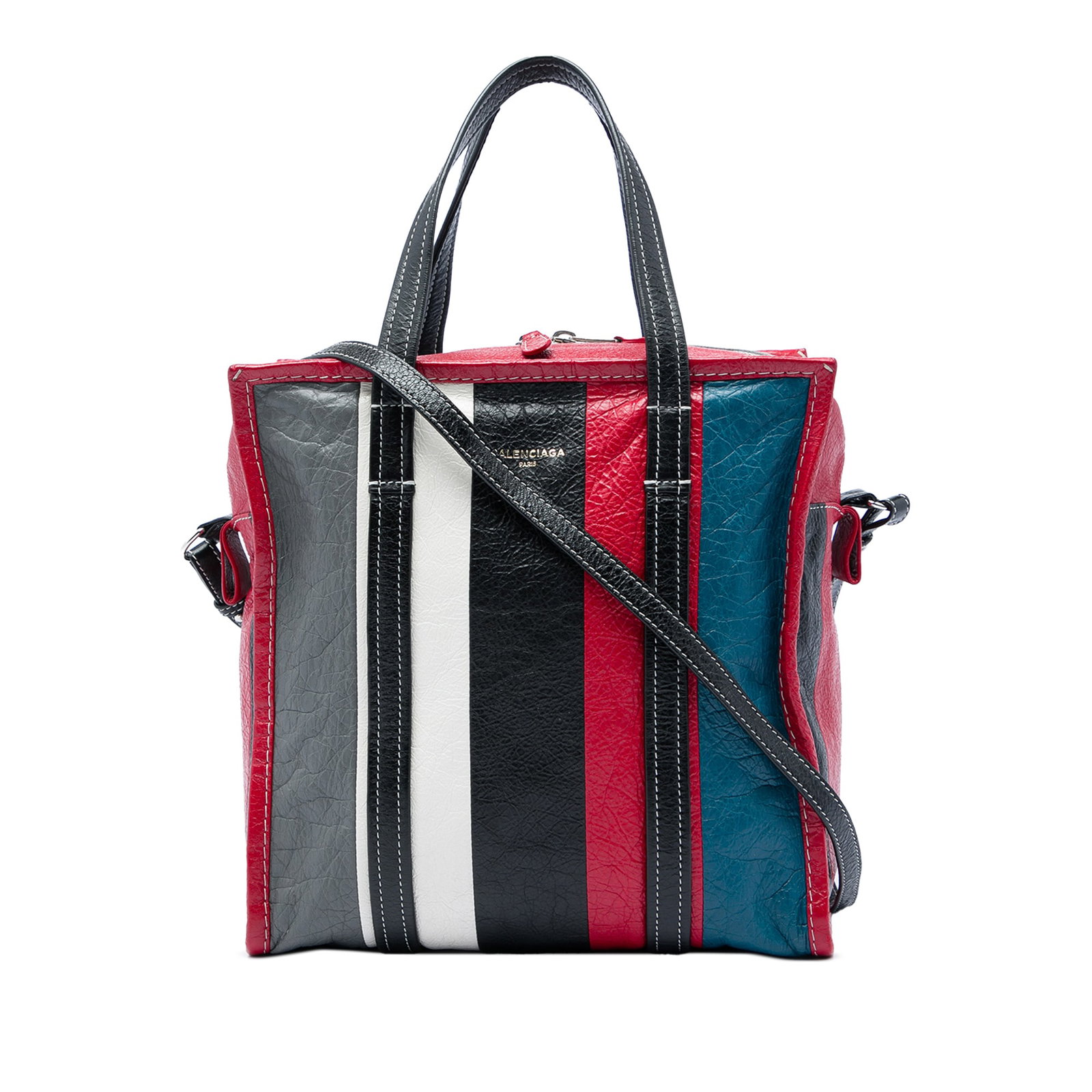 Balenciaga Bazar Shopper S Red Lambskin Leather Tote: Balenciaga Bazar Shopper S Red Lambskin Leather Tote Balenciaga Lambskin Bazar Shopper Tote S in red leather with flat leather handles, an adjustable and detachable flat leather shoulder strap, a two-