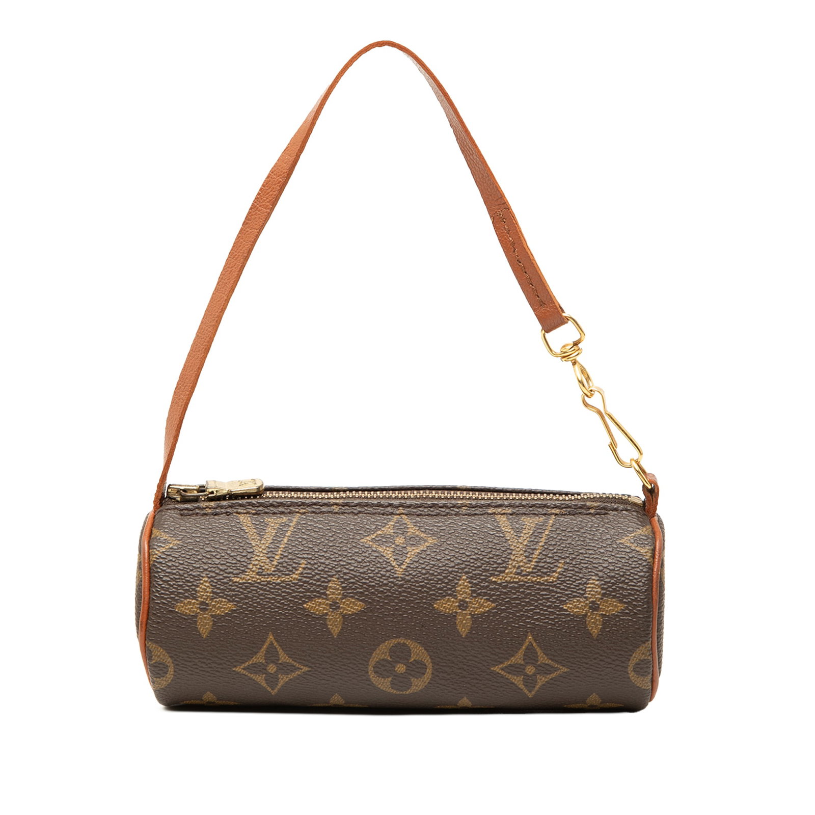 Louis Vuitton Papillon Pochette Monogram Canvas Mini Bag: Louis Vuitton Papillon Pochette Monogram Canvas Mini Bag Louis Vuitton Monogram Papillon Pochette crafted with a monogram canvas body, leather trim, a flat leather strap, and a top zip closure. Made i