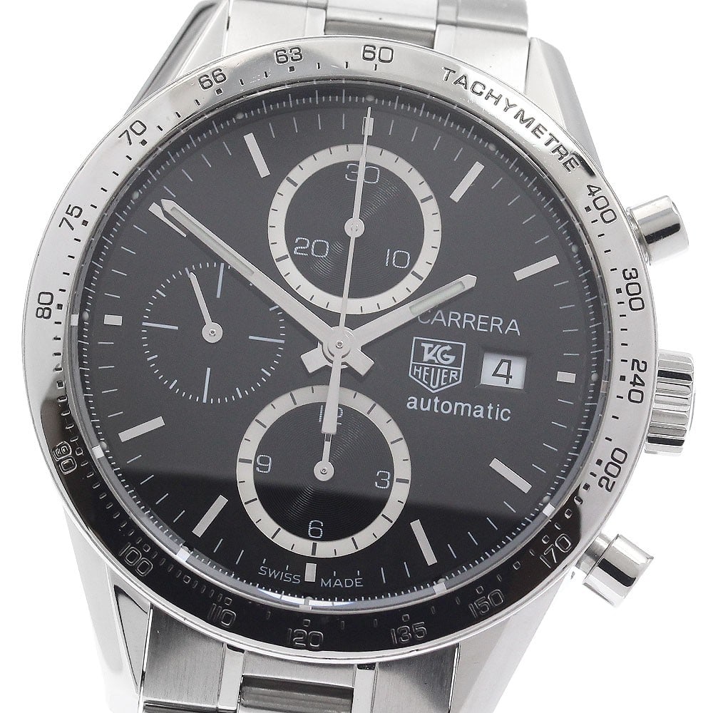 TAG Heuer Carrera Caliber 16 automatic chronograph watch CV2016.BA0794: TAG Heuer Carrera Caliber 16 automatic chronograph watch CV2016.BA0794 TAG Heuer Carrera Calibre 16 chronograph date men's wristwatch with a black dial, automatic movement, and stainless steel case an