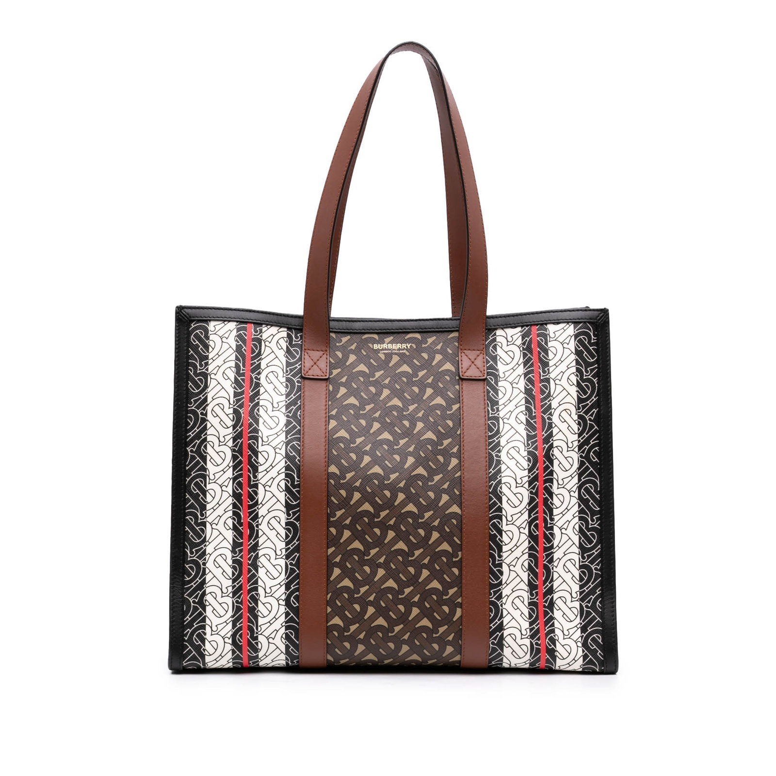 Burberry TB Monogram E Stripe Book Tote Coated Canvas Bag (1 of 7)