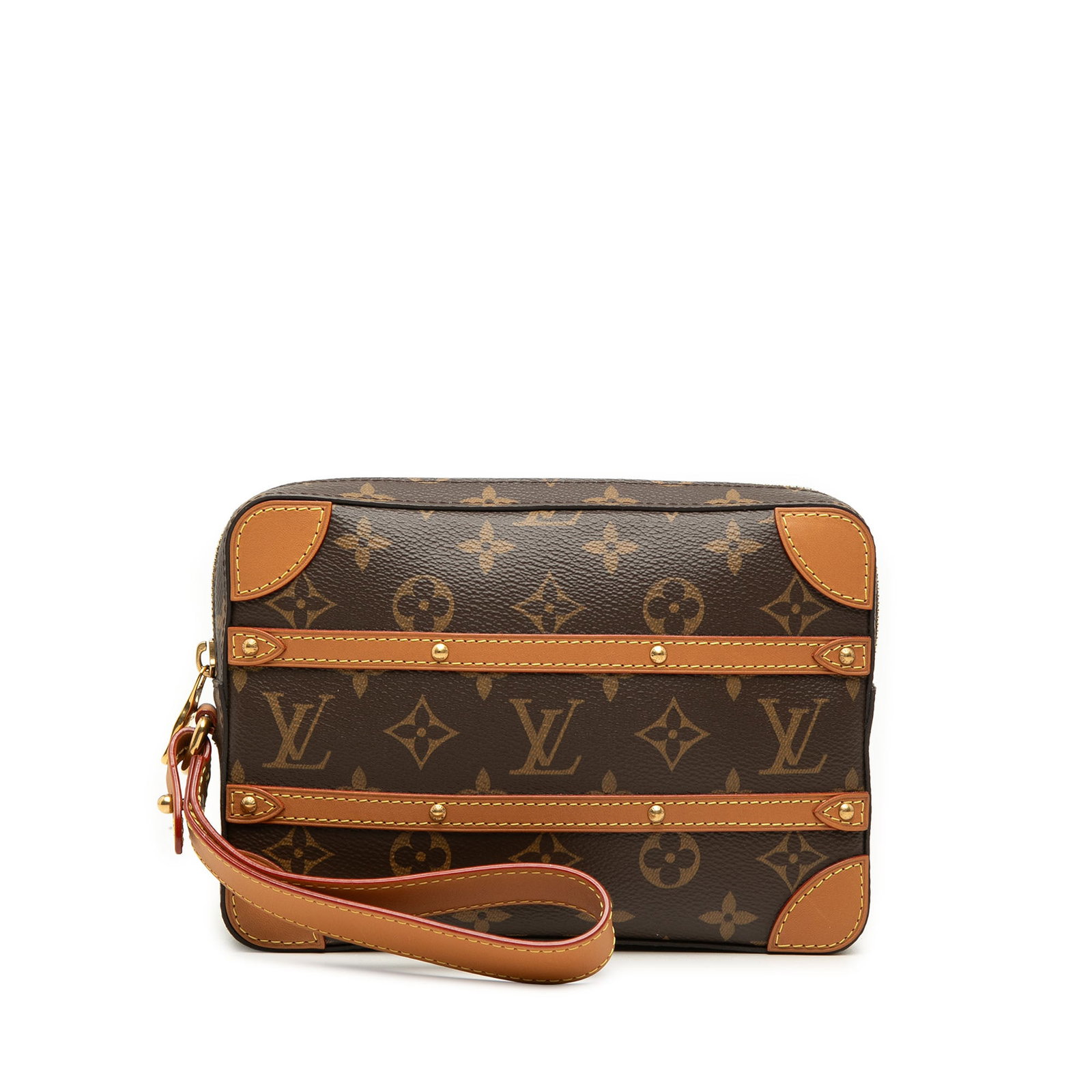 Louis Vuitton Monogram Soft Trunk Pouch Brown Canvas Bag: Louis Vuitton Monogram Soft Trunk Pouch Brown Canvas Bag Louis Vuitton Monogram Soft Trunk Pouch crafted with a monogram canvas body and vachetta leather trim. It features a flat vachetta leather stra