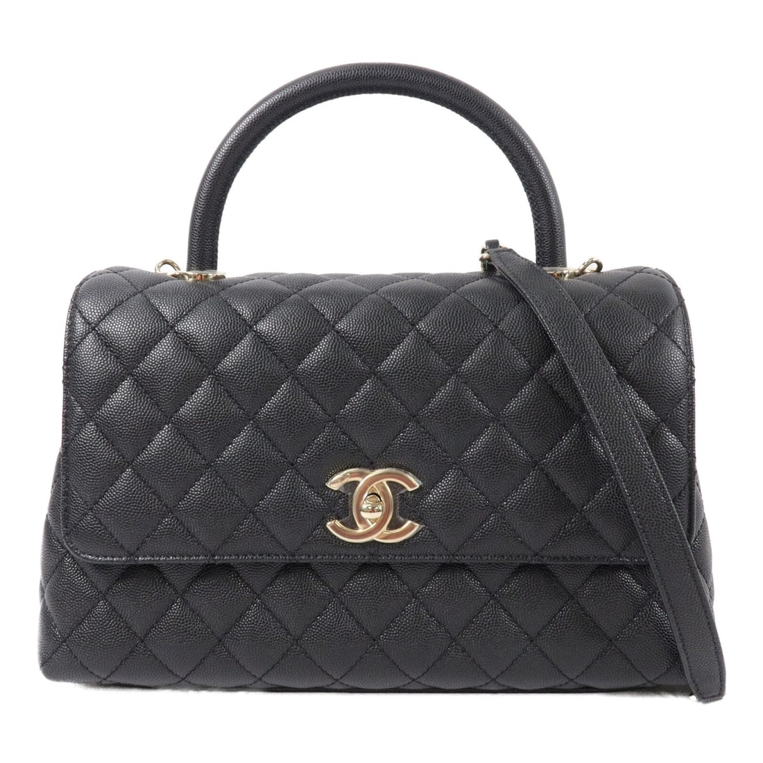 CHANEL Coco Handle A92991 Medium 2way Shoulder Bag Black Calfskin (1 of 14)