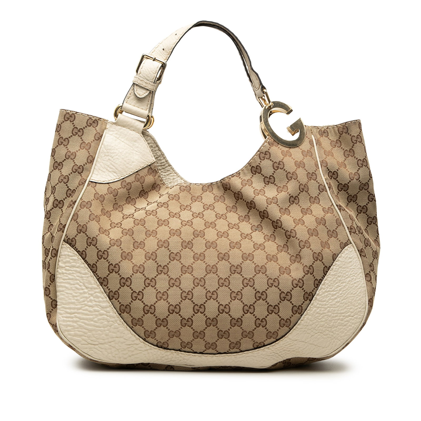 Gucci Charlotte Tote Beige GG Canvas Handbag: Gucci Charlotte Tote Beige GG Canvas Handbag A Gucci GG Canvas Charlotte Tote in beige with leather trim and flat leather straps. The bag features an open top with a magnetic closure, along with inter