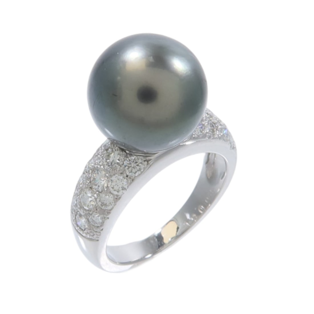 JEWELRY Pearl Diamond Ring K18WG White Gold Size 5.25: JEWELRY Pearl Diamond Ring K18WG White Gold Size 5.25 Women's pearl and diamond ring crafted in K18WG white gold. This ring features a pearl and diamond design with a green and clear color presentatio