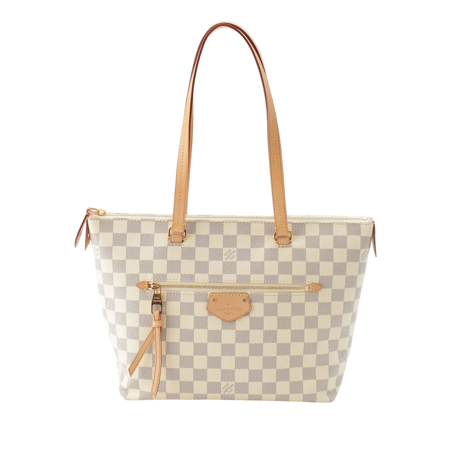 Louis Vuitton Iena PM Damier Azur Shoulder Bag: Louis Vuitton Iena PM Damier Azur Shoulder Bag Louis Vuitton Damier Azur Iena PM handbag with a damier canvas body, flat vachetta leather straps, top zip closure, exterior front zip pocket, and interi