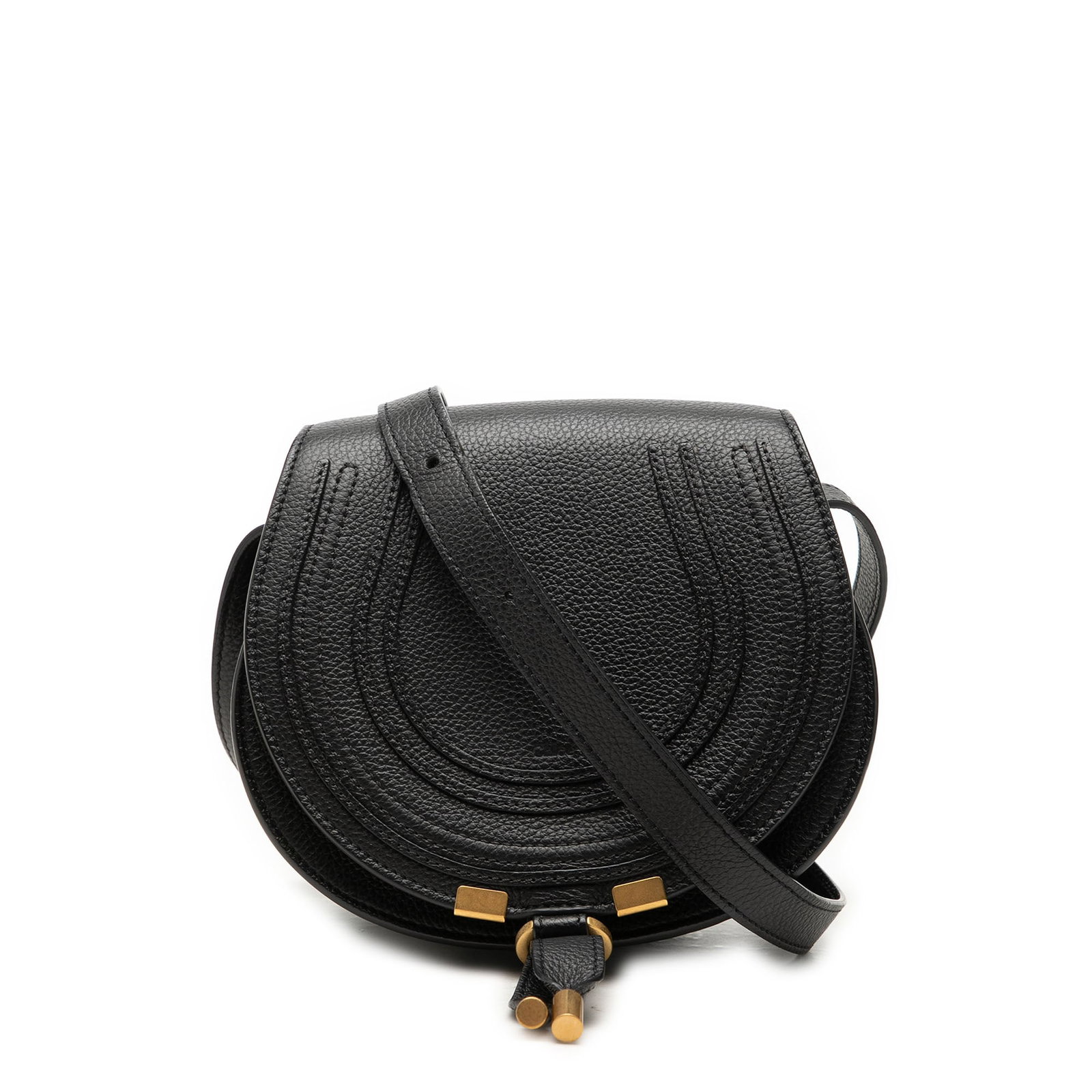 Chloe Marcie Saddle Crossbody Bag Small Grained Leather Black (1 of 6)