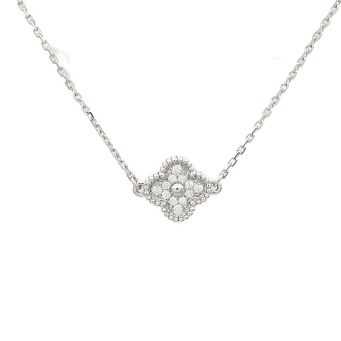 Van Cleef and Arpels Sweet Alhambra 18K White Gold Bracelet: Van Cleef and Arpels Sweet Alhambra 18K White Gold Bracelet Van Cleef & Arpels Sweet Alhambra bracelet crafted in 18K white gold with diamond accents. This women's bracelet is made in France and comes