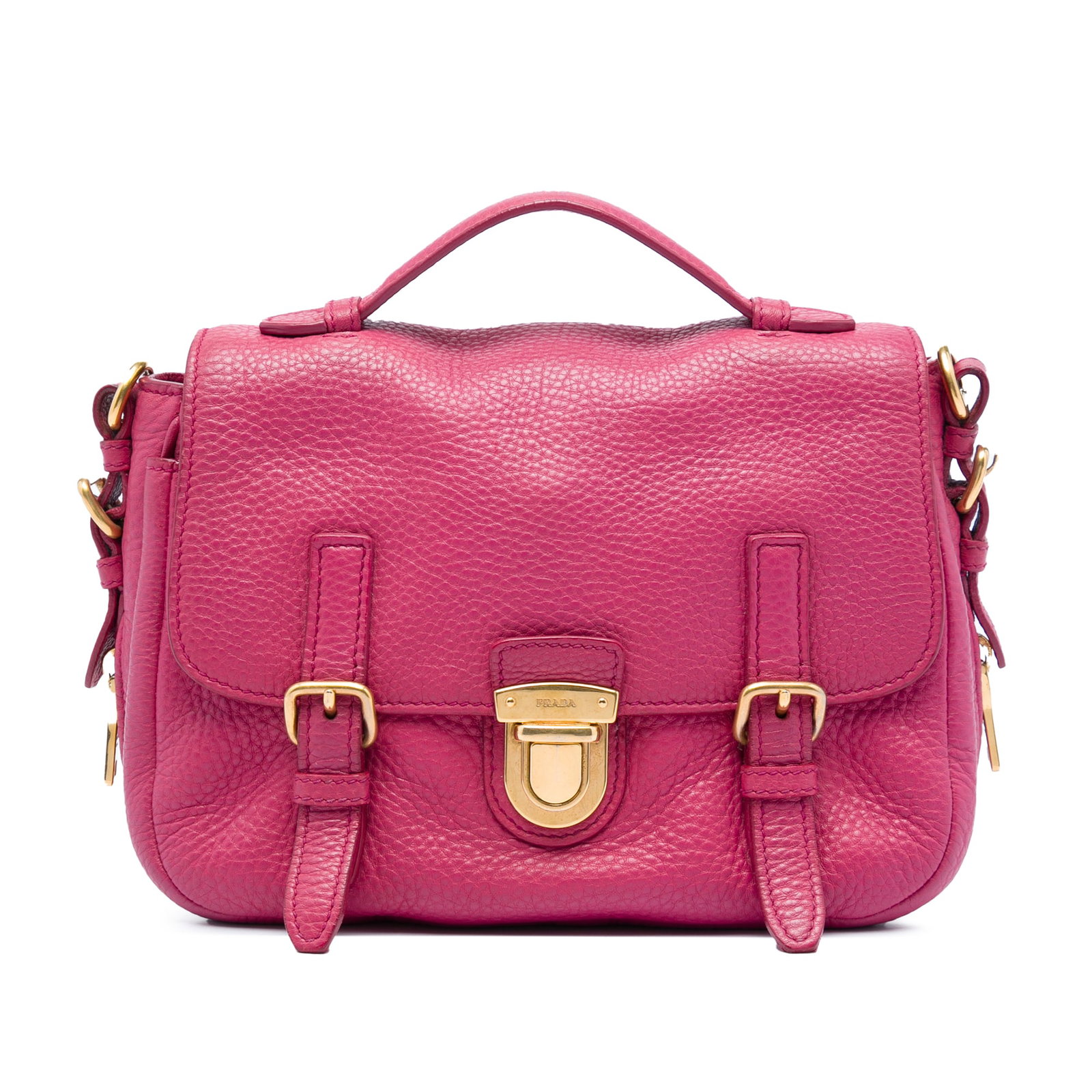 Prada Vitello Daino Leather Satchel with Push Lock Flap (1 of 6)