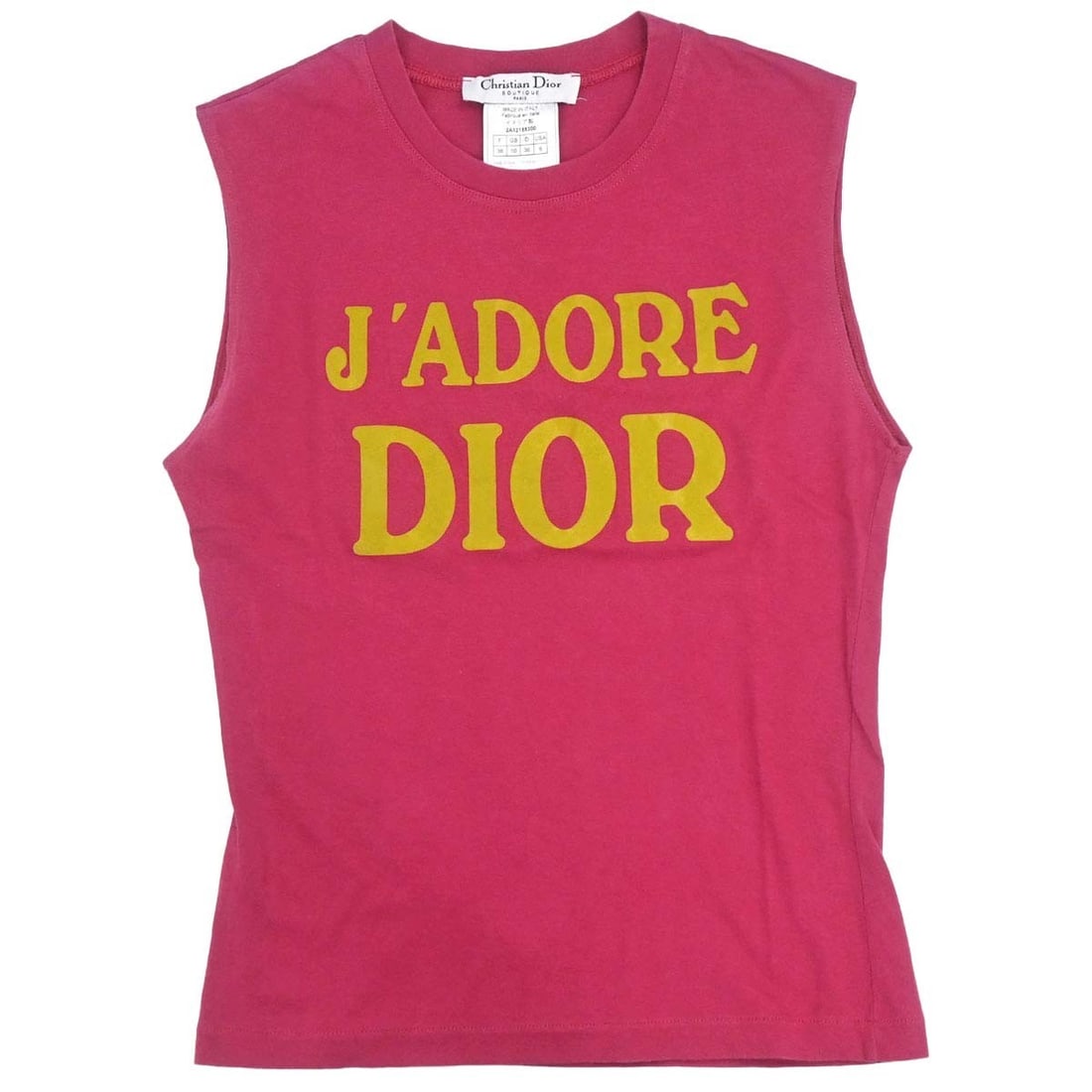 Dior Pink Cotton Sleeveless Tank Top Womens FR 38: Dior Pink Cotton Sleeveless Tank Top Womens FR 38 Christian Dior sleeveless tank top in pink with a round neckline and logo accent. Made from 100% cotton, this women's regular-fit top is styled as a c