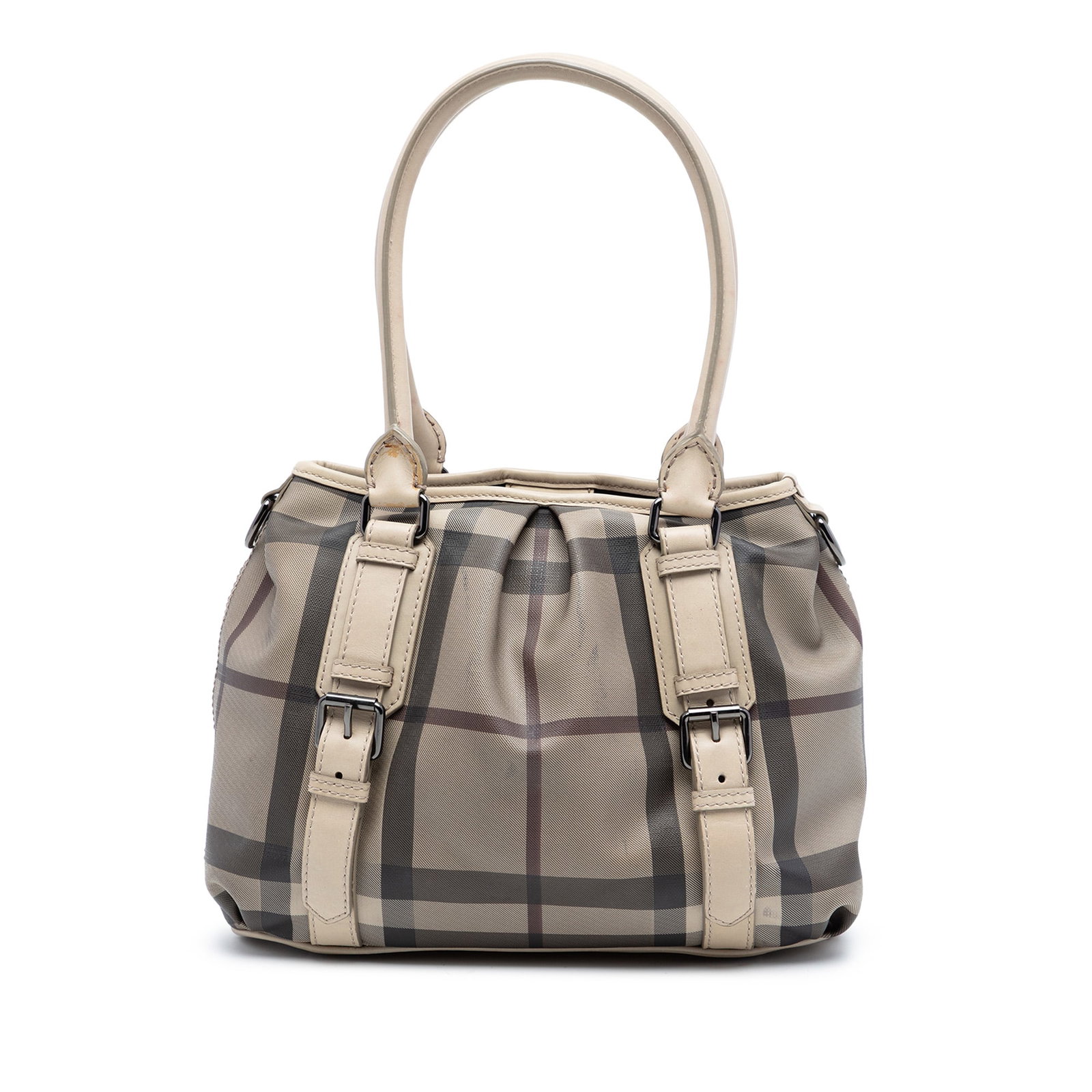 Burberry Northfield Satchel Small Plaid Coated Canvas with Leather Trim (1 of 7)