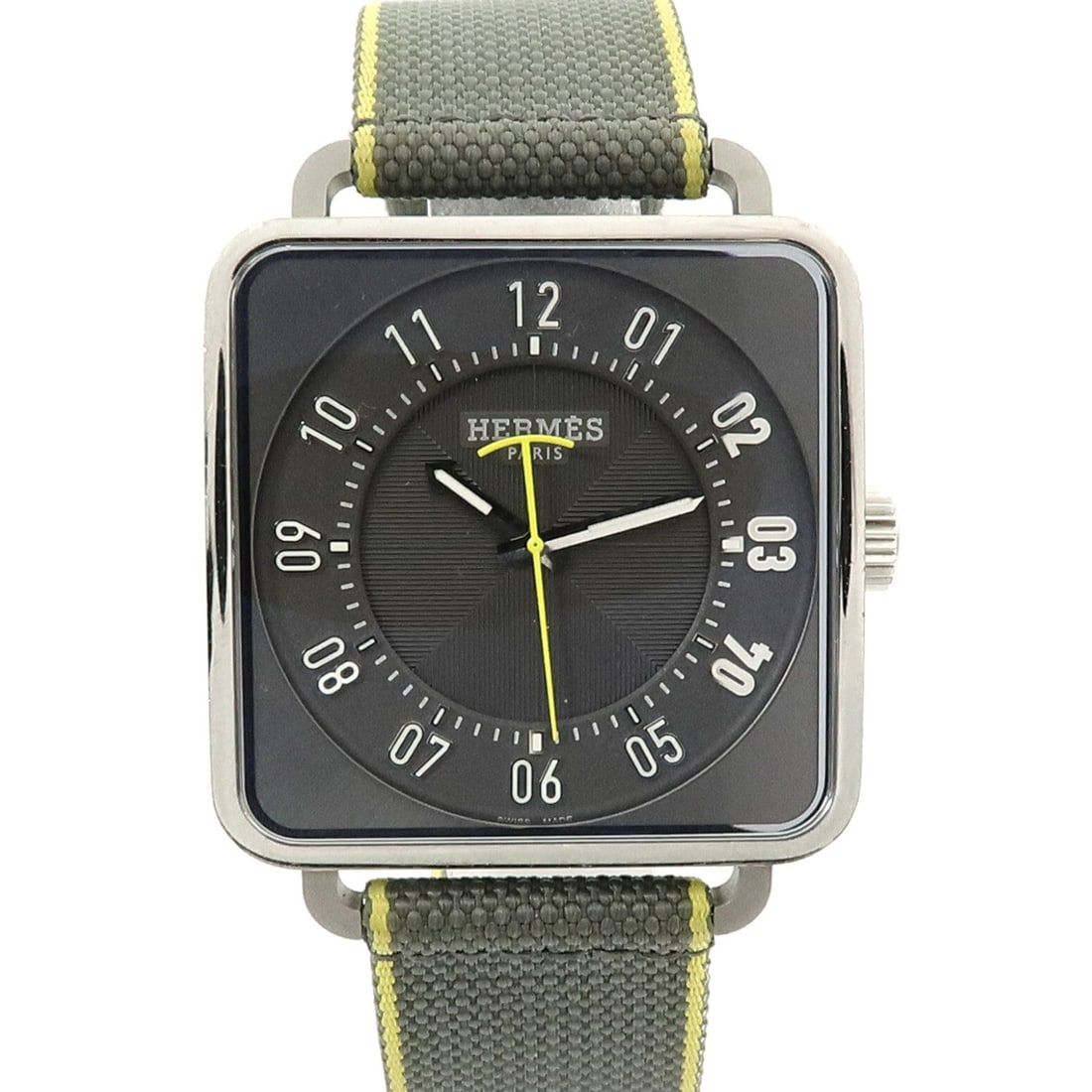 Hermes Carrew H T12.710 mens automatic wristwatch gray stainless steel: Hermes Carrew H T12.710 mens automatic wristwatch gray stainless steel Hermes Carrew H T12.710 automatic wristwatch for men with a gray dial and stainless steel case. This watch features an automatic 