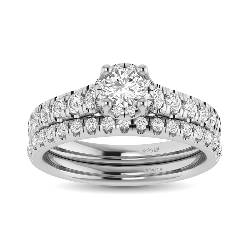 14K White Gold 1 1/4Ct.Tw. Diamond Round Cut keyani Bridal Ring: 14K White Gold 1 1/4Ct.Tw. Diamond Round Cut keyani Bridal Ring 14K White Gold 1 1/4Ct.Tw. Diamond Round Cut keyani Bridal Ring 14k White Gold Stone Color: Gh Stone Clarity: Si2 Each ring is presented