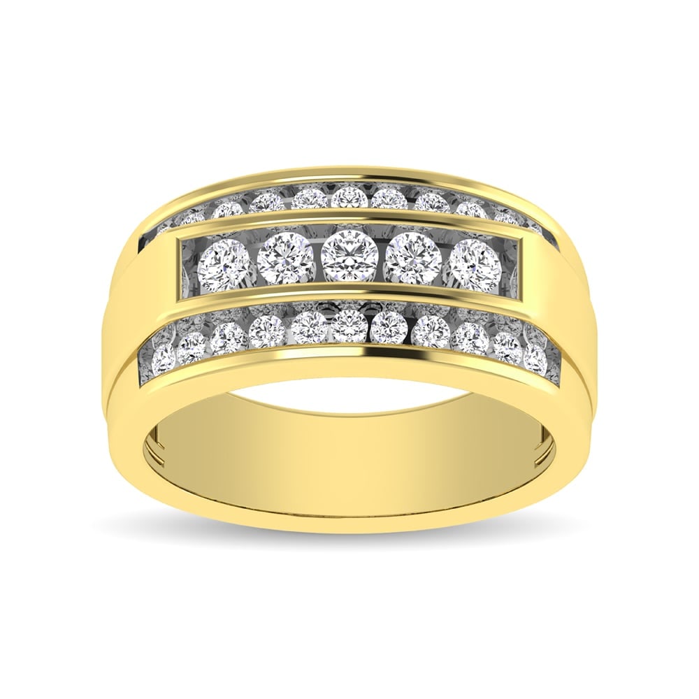 10K Yellow Gold 1 Ct.tw Round Cut Diamond Mens Wedding Band: 10K Yellow Gold 1 Ct.tw Round Cut Diamond Mens Wedding Band This amazing Wedding band is available in 10K Yellow Gold. There are 27 round diamonds with a total carat weight of 1 Ct.Tw. set in a