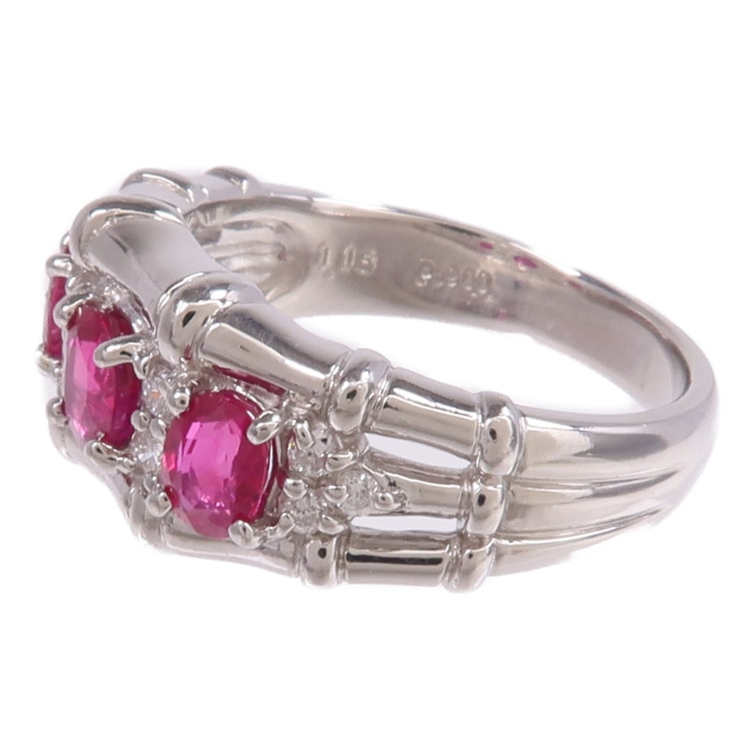 PT900 Platinum Ruby Diamond Ring Size 6.25 - 3