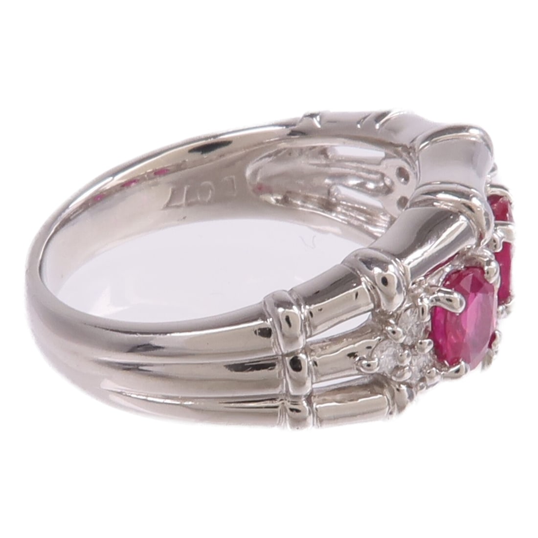 PT900 Platinum Ruby Diamond Ring Size 6.25 - 4